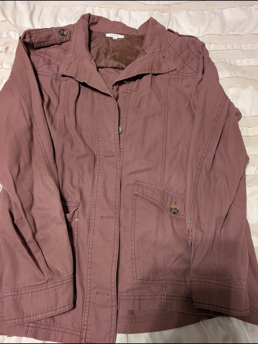 Maurices Mauve Utility Jacket with Button Flap Pockets